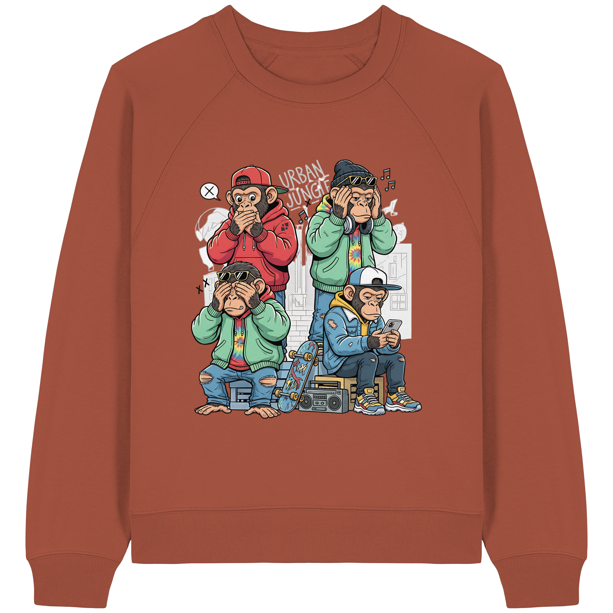 Die vier Stadtaffen - Womens Organic Raglan Sweatshirt