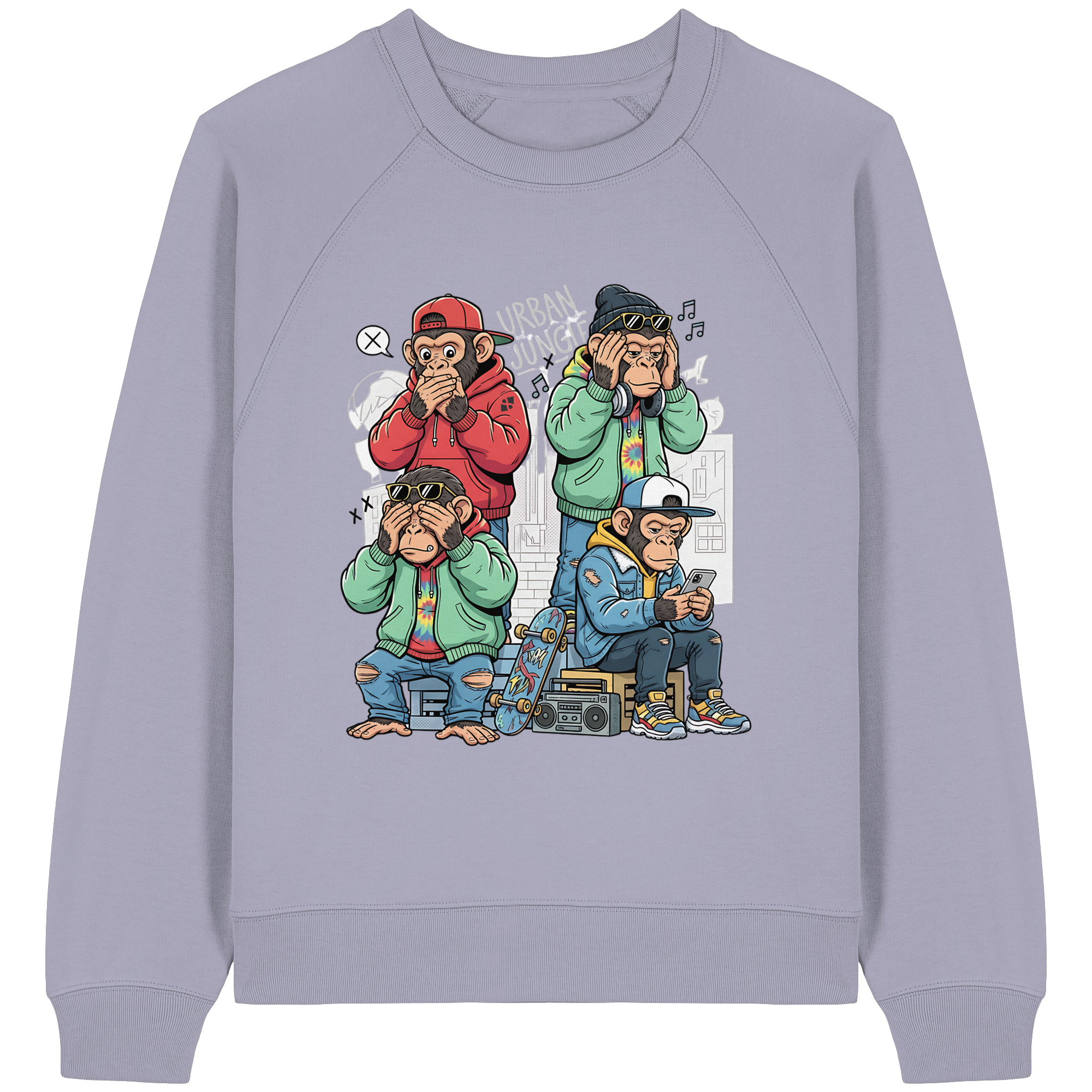 Die vier Stadtaffen - Womens Organic Raglan Sweatshirt