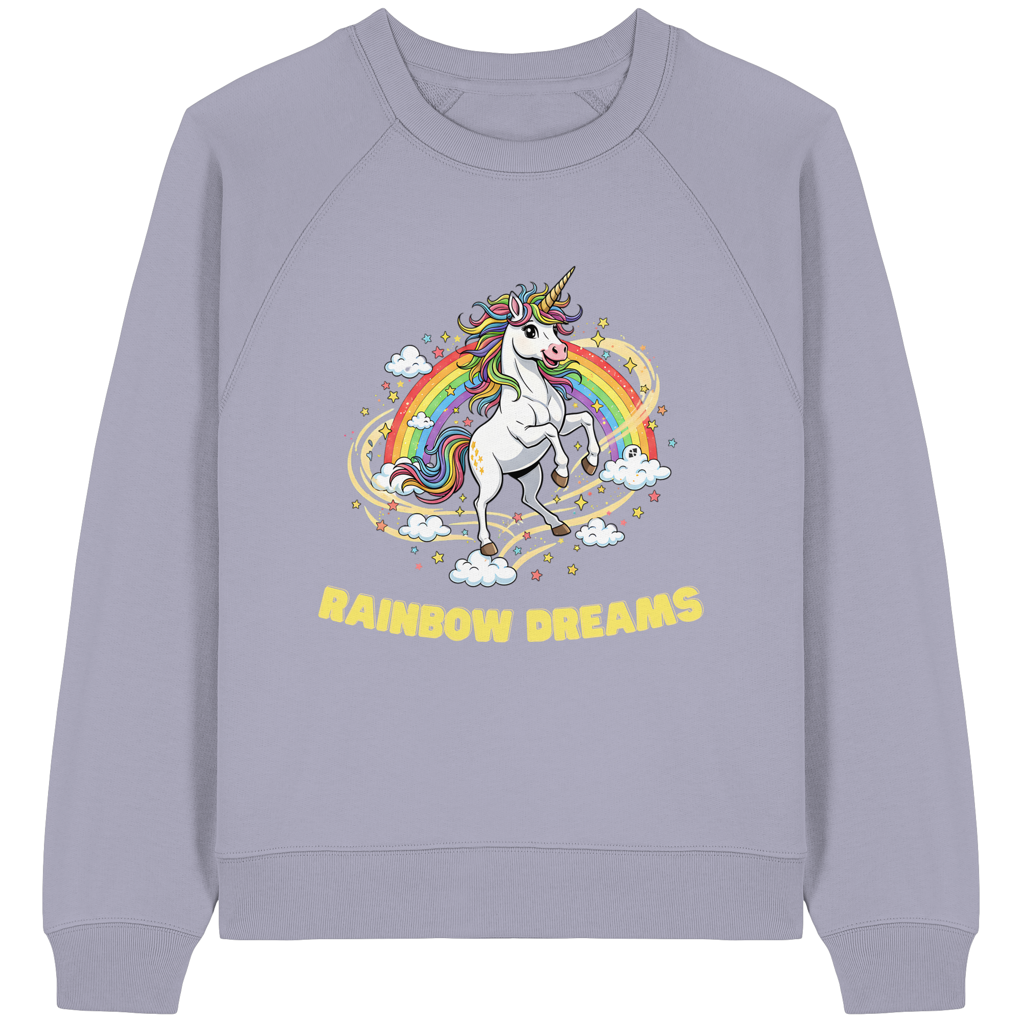 Unicorn Rainbow Dreams - Womens Organic Raglan Sweatshirt