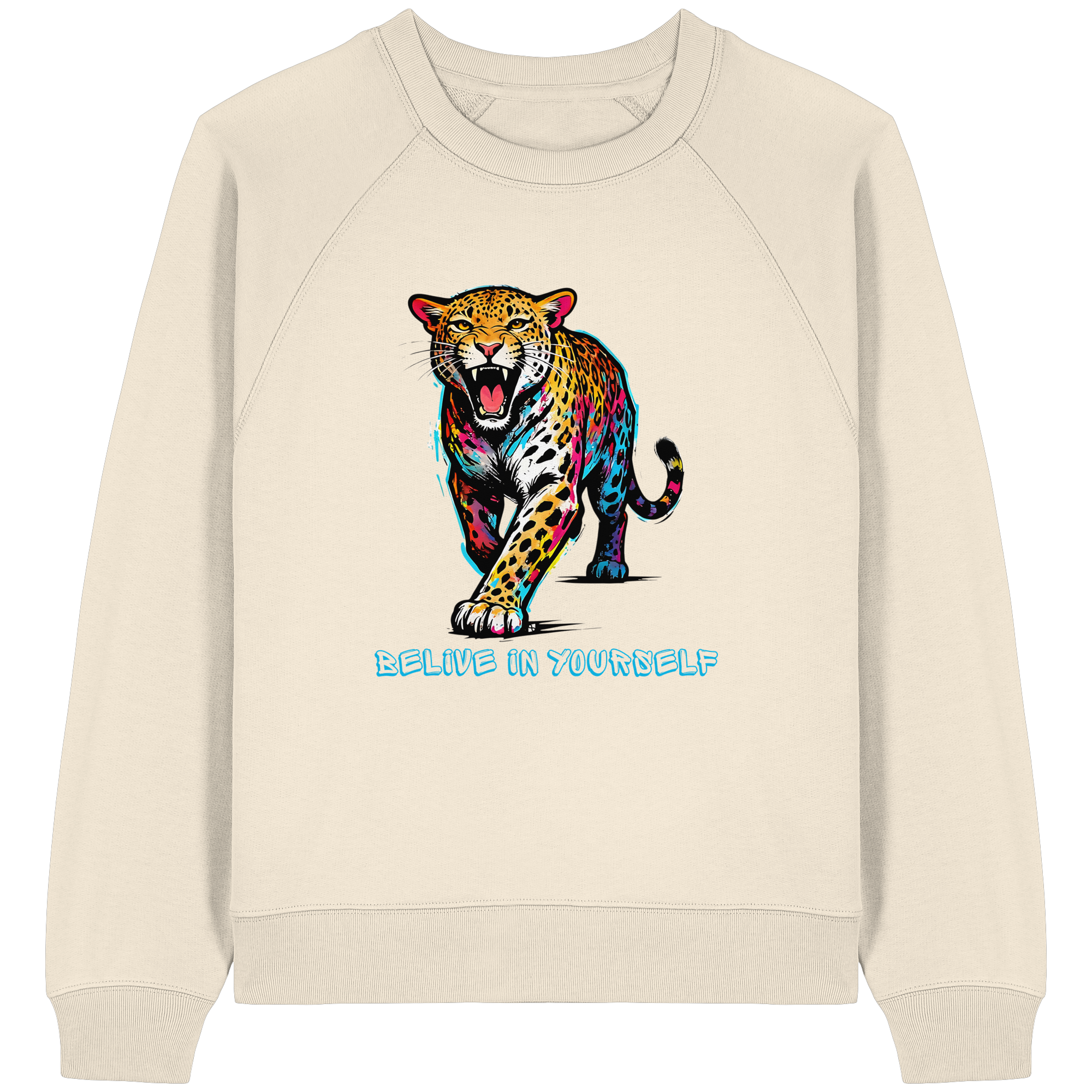 BIY Leopard - Womens Organic Raglan Sweatshirt